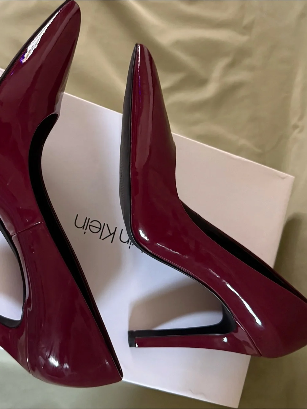 Calvin Klein Women's Wine Red Patent Pointed Pumps